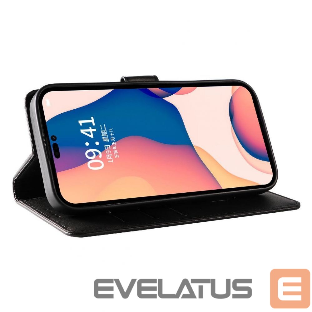 Back panel cover Hurtel Leather Book Case for iPhone 16 Pro - black