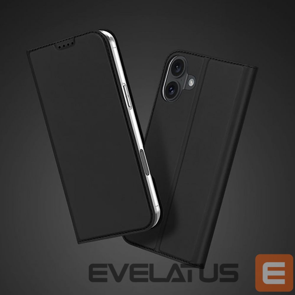 Back panel cover Dux Ducis Dux Ducis Skin Pro iPhone 16 Plus Case with Flip and Card Slot - Black