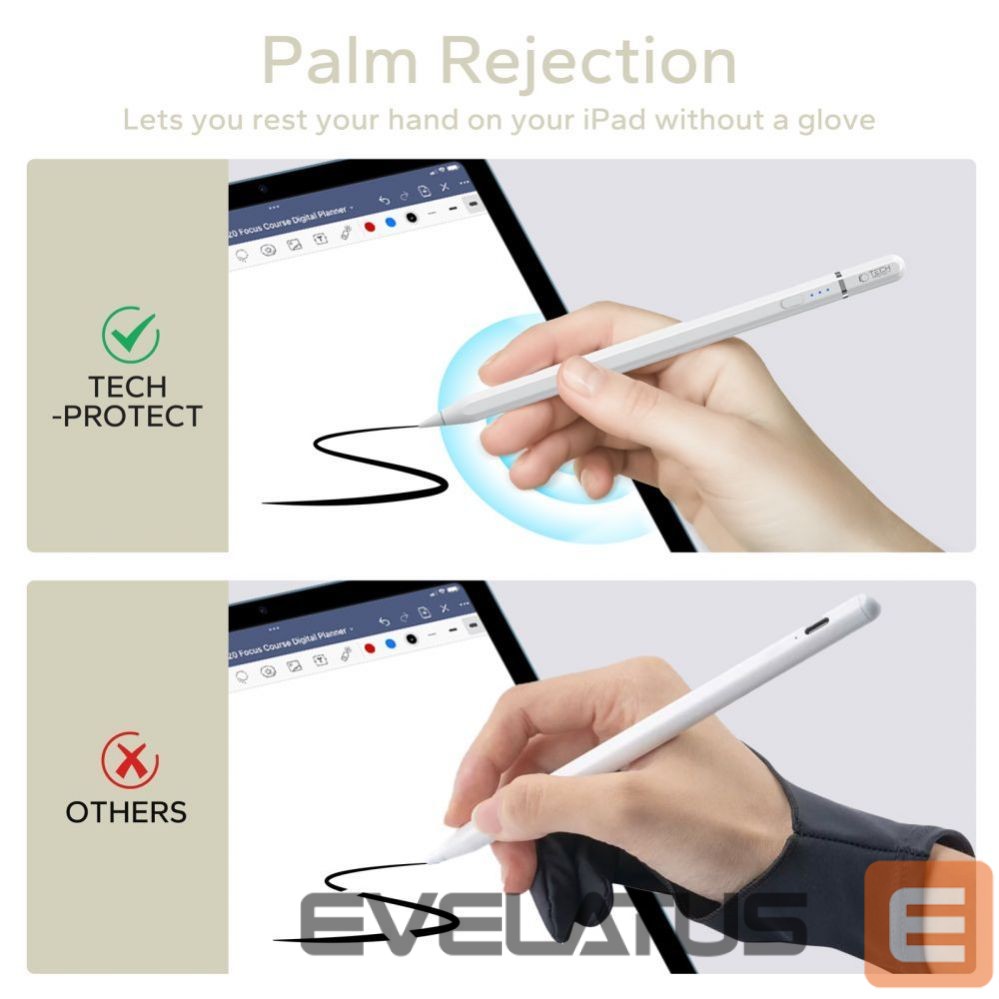 Stylus Tech-Protect Tech-Protect Digital Magnetic Stylus Pen 3 Magnetic for iPad Tablet - White