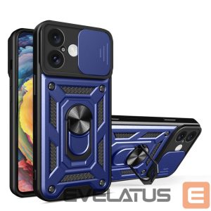 Back panel cover Hurtel  Hybrid Armor Camshield iPhone 16 Plus Armored Case with Camera Cover and Stand - Blue 