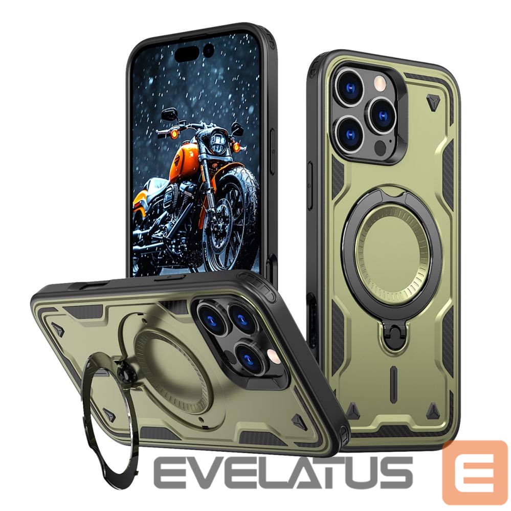Back panel cover Hurtel Hybrid Armor Trendy Case with MagSafe for iPhone 16 Pro Max - Green