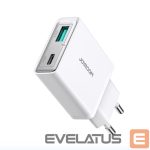 Adapter Joyroom  Joyroom JR-TCF14 20W USB-A USB-C Super Slim Wall Charger - White 