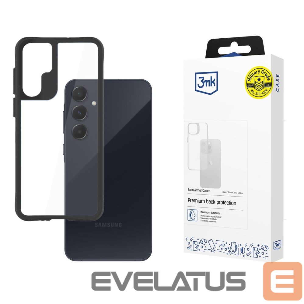 Back panel cover 3MK 3mk Satin Armor Case+ for Samsung Galaxy A55 5G - Black