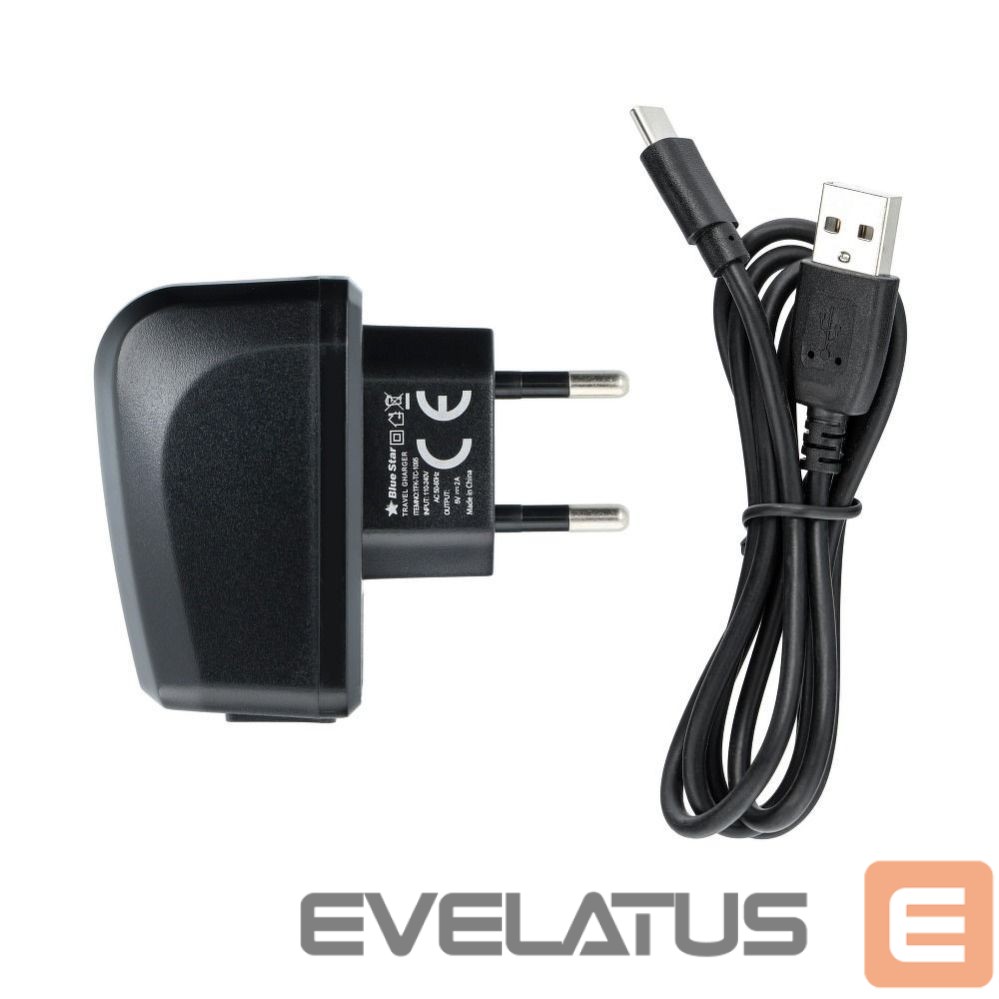 Cable Blue Star Phone charger Blue Star Lite USB A 2A 10W + cable USB A to USB C TFK-TC-1095B black