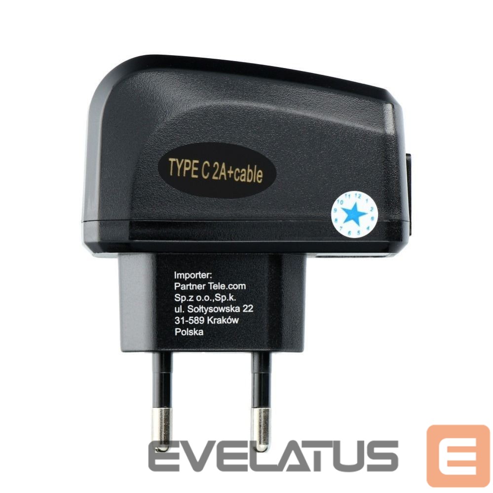 Cable Blue Star Phone charger Blue Star Lite USB A 2A 10W + cable USB A to USB C TFK-TC-1095B black