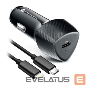Auto charger Forcell  Car charger Forcell F-Energy Carbon USB C QC3.0 PD 3A 20W + cable USB C to Lightning CC50-1C black 