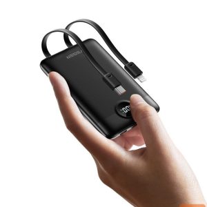 Power bank Veger  Powerbank Veger C11 (W1170) PD QC3.0 2A 22,5W 10000 mAh with built-in cables USB C / Lightning black 