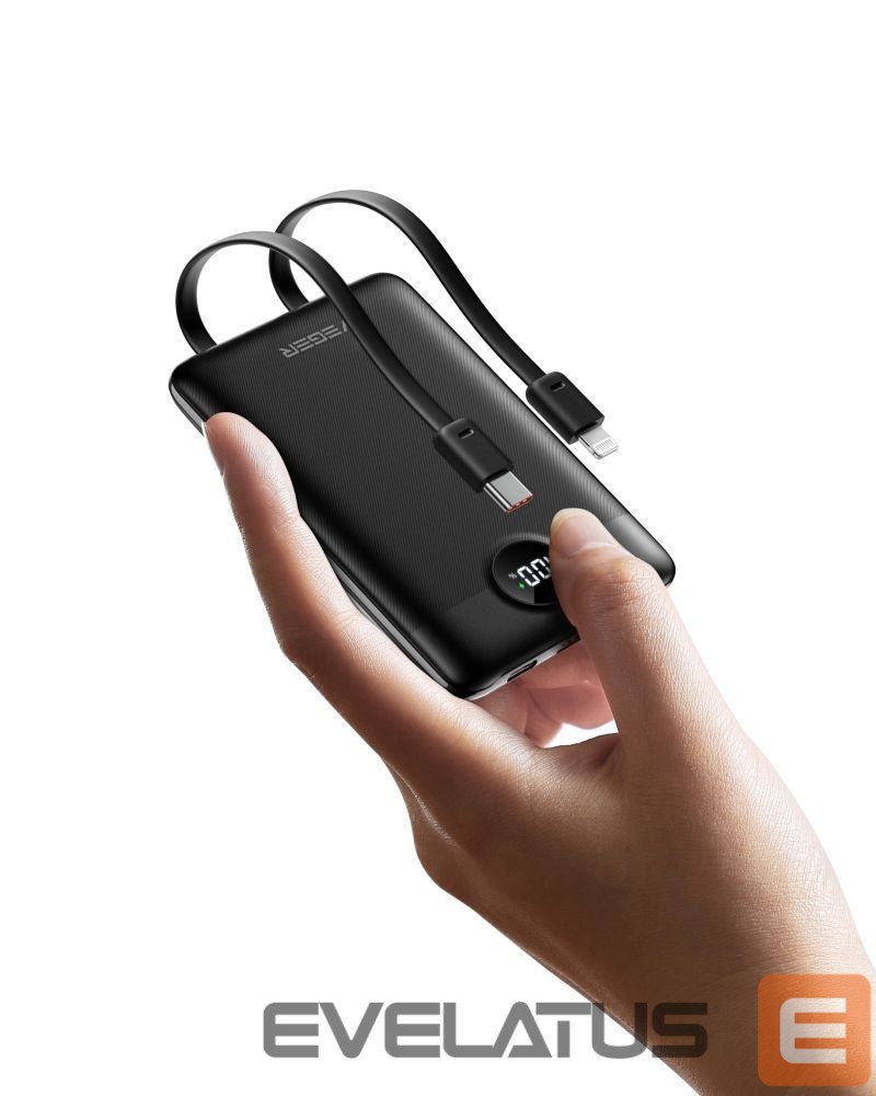 Power bank Veger Powerbank Veger C11 (W1170) PD QC3.0 2A 22,5W 10000 mAh with built-in cables USB C / Lightning black