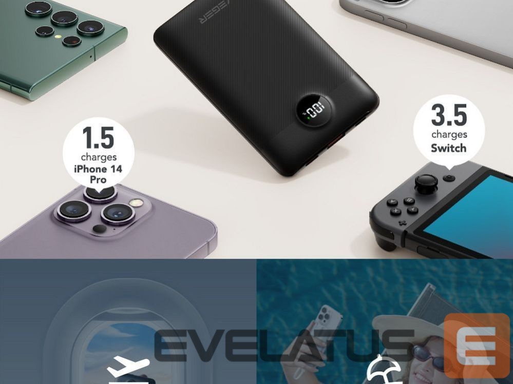 Power bank Veger Powerbank Veger C11 (W1170) PD QC3.0 2A 22,5W 10000 mAh with built-in cables USB C / Lightning black
