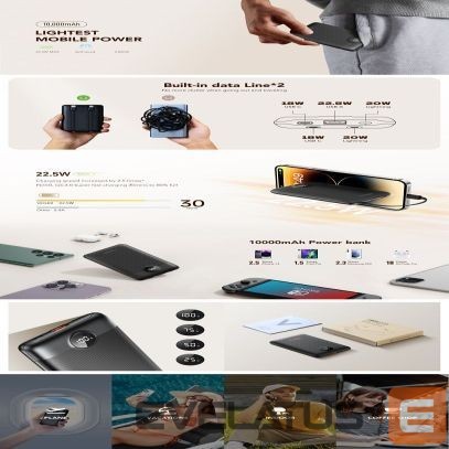 Power bank Veger Powerbank Veger C11 (W1170) PD QC3.0 2A 22,5W 10000 mAh with built-in cables USB C / Lightning black