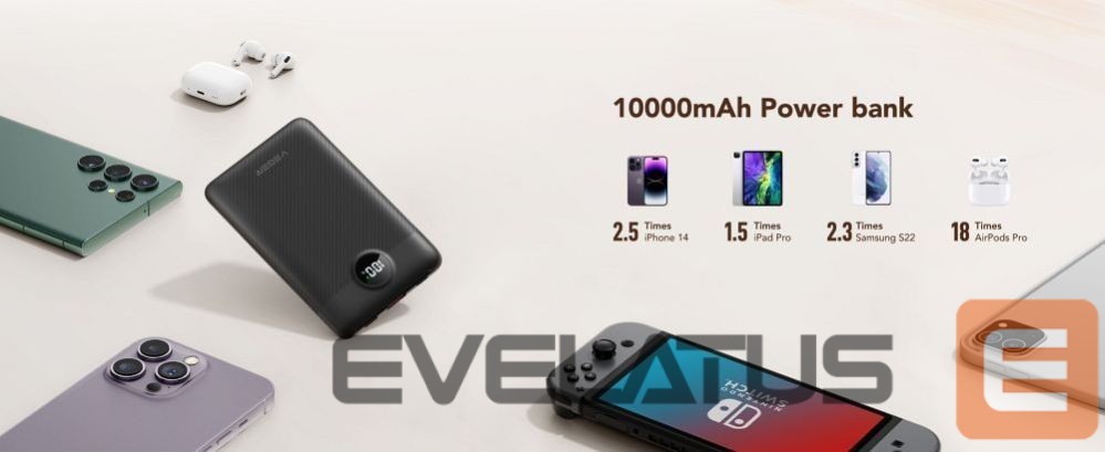 Power bank Veger Powerbank Veger C11 (W1170) PD QC3.0 2A 22,5W 10000 mAh with built-in cables USB C / Lightning black