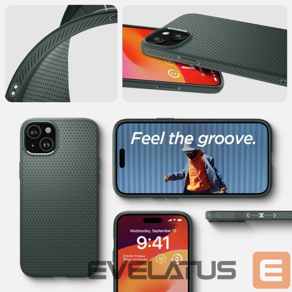 Back panel cover Spigen SPIGEN case LIQUID AIR for IPHONE 15 abyss green
