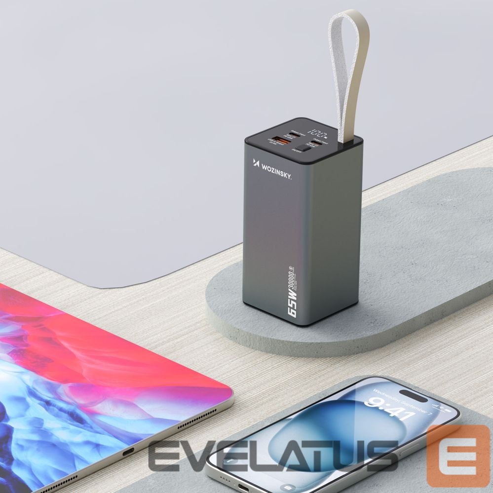 Power bank Wozinsky Powerbank Wozinsky K65+ 65W 30000mAh 2x USB-C, 1x USB-A 65W - black