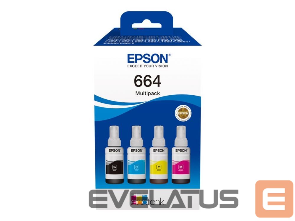 Printer accessories EPSON 664 EcoTank 4-colour multipack | C13T66464A | 664 EcoTank 4-colour multipack | Ink tank | Black, yellow, cyan, magenta