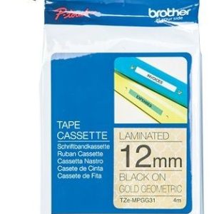 Expendable material Brother  BROTHER TZEMPRG31 12 BLACK ON GOLD GEOMETRIC