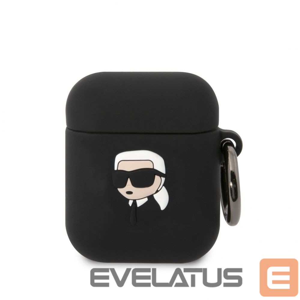 Back panel cover Karl Lagerfeld - Karl Lagerfeld 3D Logo NFT Karl Head Silicone Case for AirPods 1/2 Black