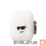 Back panel cover Karl Lagerfeld - Karl Lagerfeld 3D Logo NFT Choupette Head Silicone Case for AirPods 1/2 White 