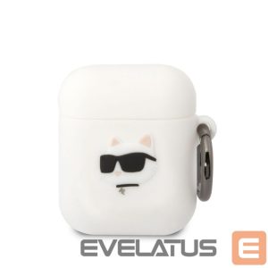 Back panel cover Karl Lagerfeld - Karl Lagerfeld 3D Logo NFT Choupette Head Silicone Case for AirPods 1/2 White 