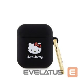 Headphone case Hello Kitty - Liquid Silicone 3D Kitty Head Logo Case for AirPods 1/2 Black