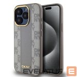 Back panel cover DKNY Apple DKNY PU Leather Checkered Pattern Magsafe Case for iPhone 15 Pro Max Beige 