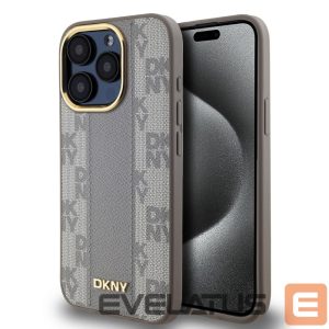 Back panel cover DKNY Apple DKNY PU Leather Checkered Pattern Magsafe Case for iPhone 15 Pro Max Beige 