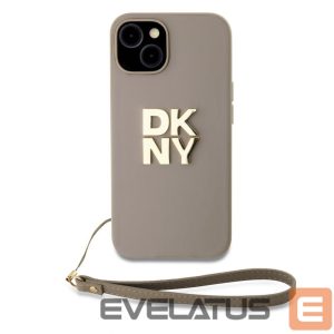 Back panel cover DKNY Apple DKNY PU Leather Stack Logo Wrist Strap Case for iPhone 15 Beige 