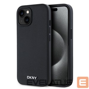 Back panel cover DKNY - DKNY PU Leather Silver Metal Logo Magsafe Case for iPhone 15 Black 