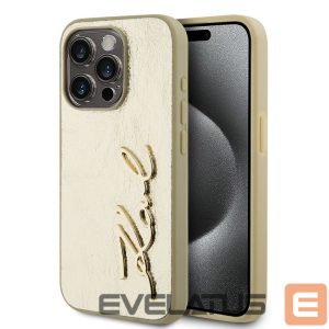 Back panel cover Karl Lagerfeld - Karl Lagerfeld Wrinkled PU Signature Logo Case for iPhone 15 Pro Max Gold 