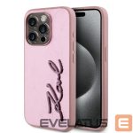 Back panel cover Karl Lagerfeld - Karl Lagerfeld Wrinkled PU Signature Logo Case for iPhone 15 Pro Max Pink 