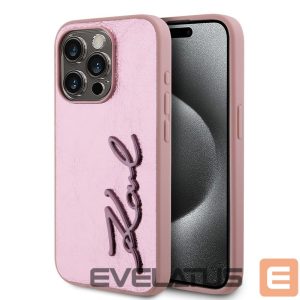 Back panel cover Karl Lagerfeld - Karl Lagerfeld Wrinkled PU Signature Logo Case for iPhone 15 Pro Max Pink 