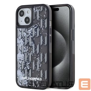 Back panel cover Karl Lagerfeld Apple Karl Lagerfeld Liquid Glitter Monogram Gradient Case for iPhone 15 Black 