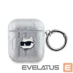 Back panel cover Karl Lagerfeld - Karl Lagerfeld PU Embossed Choupette Head Case for AirPods 1/2 Silver 