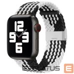 Strap iLike  Watch 42/44/45mm Braided Fabric Strap Black White
