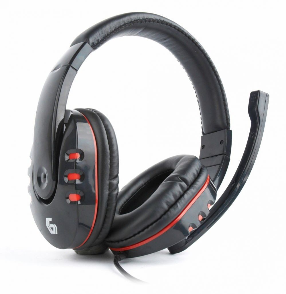 Wireless headphones Gembird Glossy Black, Gaming headset with volume control, Built-in microphone, 3.5 mm