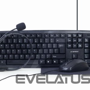 Computer keyboard Gembird  4-in-1 Multimedia office set KBS-UO4-01 Keyboard, Mouse, Pad and Headset Set, Wired, Mouse included, US, Black 