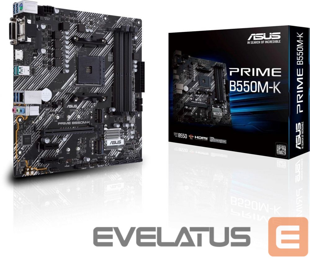 Motherboard for Intel processors Asus PRIME B550M-K Memory slots 4, Processor family AMD, Micro ATX, DDR4, Processor socket AM4, Chipset AMD B