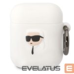 Headphone case Karl Lagerfeld Apple Airpods 1/2 3D Logo NFT Karl Head Silicone Case White