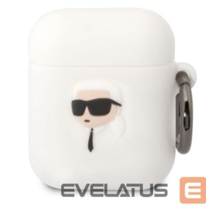 Headphone case Karl Lagerfeld Apple Airpods 1/2 3D Logo NFT Karl Head Silicone Case White