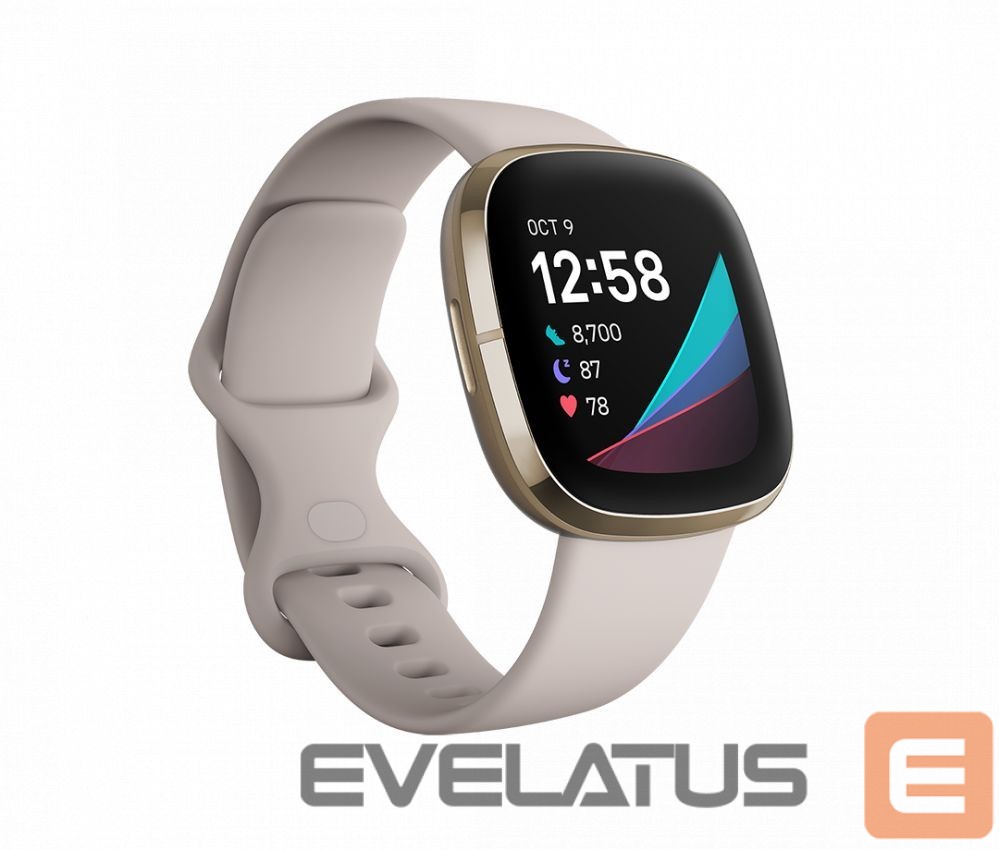 Smart watches Fitbit Sense Lunar Soft Gold Stainless Steel White