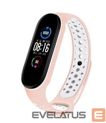 Strap iLike Silicone Wristband Strap for Xiaomi Mi Band 5 Dots Pink White