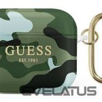 Headphone case Guess Apple AirPods 3 cover Camo Collection Green on Black