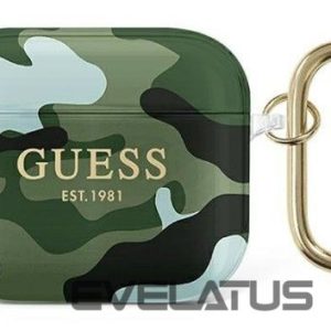 Headphone case Guess Apple AirPods 3 cover Camo Collection Green on Black