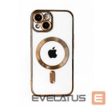 Back panel cover iLike Apple iPhone 15 Electroplate TPU Case with MagSafe Transparent Gold