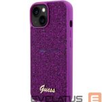 Back panel cover Guess Apple iPhone 15 Sequin Script Logo Case Magenta