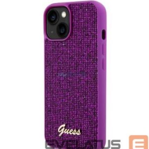 Back panel cover Guess Apple iPhone 15 Sequin Script Logo Case Magenta