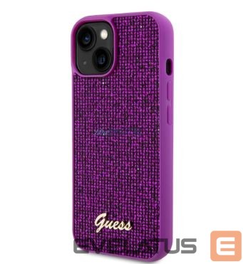 Back panel cover Guess Apple iPhone 15 Sequin Script Logo Case Magenta