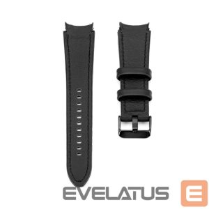 Strap Connect  20mm Silicone Patch Leather Watch Strap (130mm M/L) Black