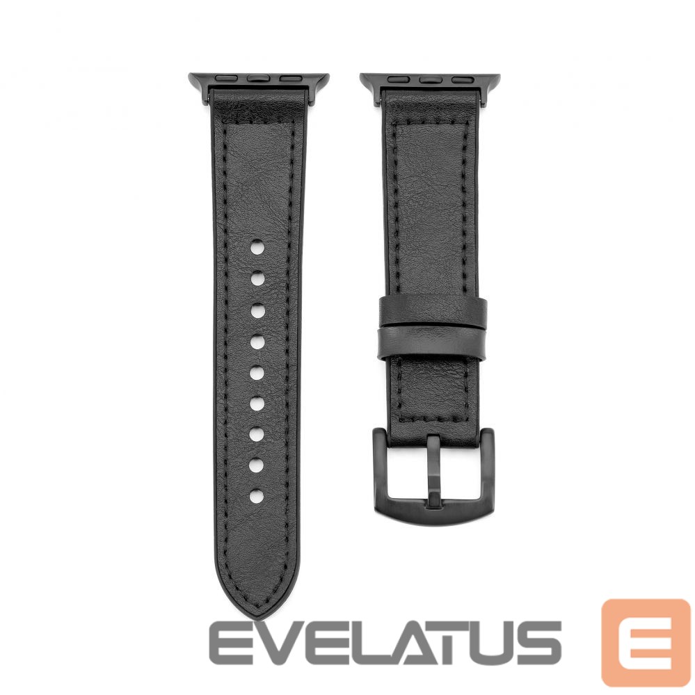Strap Connect Watch 38/40/41mm Silicone patch Leather Watch Strap (132mm M/L) Black