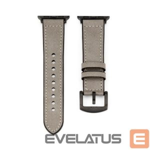 Strap Connect  Watch 38/40/41mm Silicone patch Leather Watch Strap (132mm M/L) Silver
