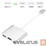 Converter iLike  HD1 3in1 USB-C (Type-C) Plug to HDMI 4K / USB 3.0 / USB-C Female Audio & Video Cable Adapter Silver